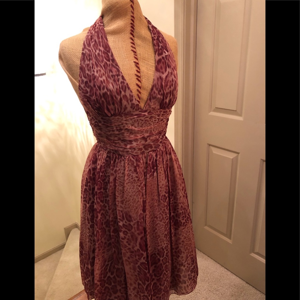 Silk leopard print halter dress